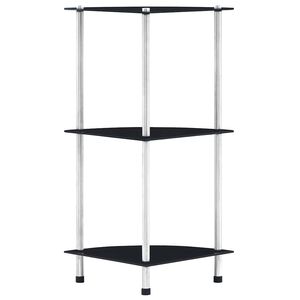 vidaXL Regal mit 3 Ablagen Schwarz 30x30x67 cm Hartglas