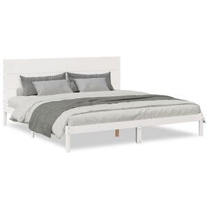 vidaXL Massivholzbett Extra Lang ohne Matratze Wei&szlig; 200x220 cm