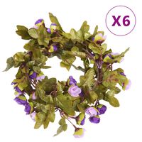 vidaXL Künstliche Blumengirlanden 6 Stk. Helllila 215 cm