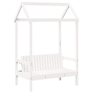 vidaXL Bank mit Dach Wei&szlig; 117,5x70x176,5 cm Massivholz Kiefer