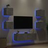 vidaXL 5-tlg. TV-Wohnwand mit LED-Leuchten Betongrau