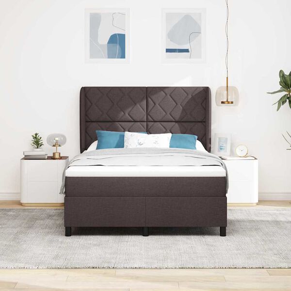 vidaXL Boxspringbett mit Matratze Dunkelbraun 160 x 200 cm Stoff