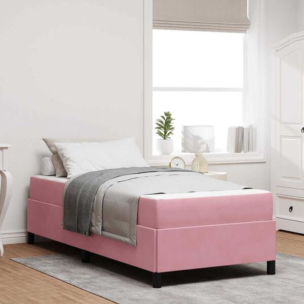 vidaXL Bettrahmen mit Matratze Rosa 90 x 190 cm Stoff