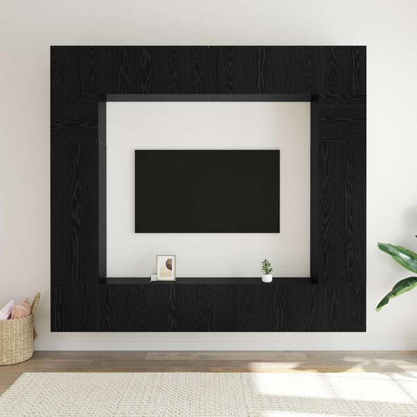 vidaXL TV-Schrankset 8 pcs Schwarz Eichen-Optik Holzwerkstoff