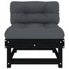 vidaXL Mittelsofas mit Kissen 2 Stk. Schwarz Massivholz Kiefer