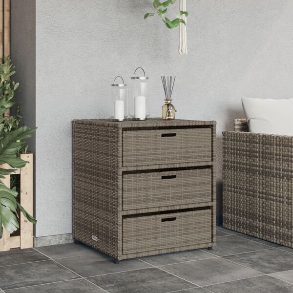 vidaXL Gartenschrank Grau 55x59x69 cm Poly Rattan