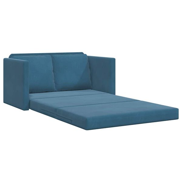 vidaXL Bodensofa mit Schlaffunktion Blau 122x204x55 cm Samt