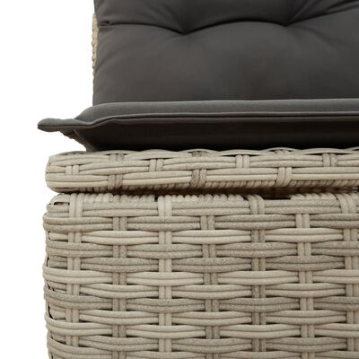 vidaXL 6-tlg. Garten-Sofagarnitur mit Kissen Hellgrau Poly Rattan