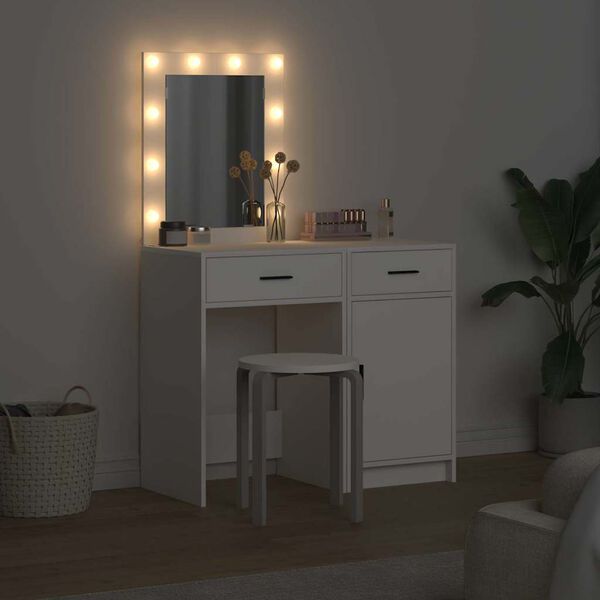 vidaXL Schminktisch mit T&uuml;r 2 pcs Wei&szlig; 50 x 41 x 135 cm Holzwerkstoff