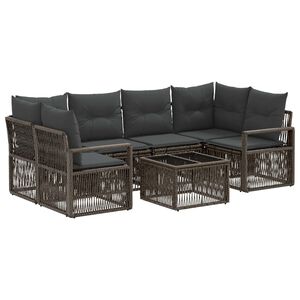 vidaXL Gartensofa-set 7 stk. Grau 55 x 55 x 37 cm Poly-Rattan