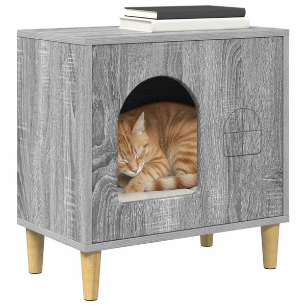 vidaXL Katzenhaus Graues Sonoma 51 x 30 x 52 cm Holzwerkstoff
