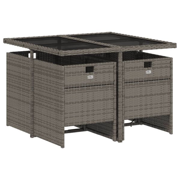 vidaXL 11-teiliges Garten-Ess-Set mit Kissen, grau, Polyrattan