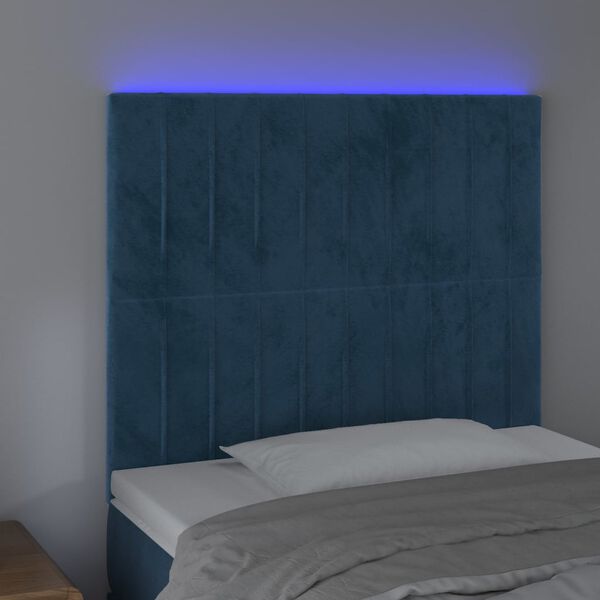 vidaXL LED Kopfteil Dunkelblau 90x5x118/128 cm Samt