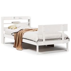 vidaXL Massivholzbett ohne Matratze Wei&szlig; 75x190 cm Kiefernholz