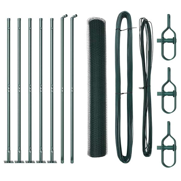 vidaXL Zaunpfosten Gr&uuml;n 10 x 0,8 m (13 mm Maschen) Stahl und PVC