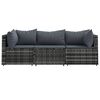 vidaXL 3-tlg. Garten-Lounge-Set mit Kissen Grau Poly Rattan