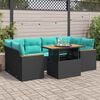 vidaXL 7-tlg. Garten-Sofagarnitur mit Kissen Schwarz Poly Rattan