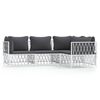 vidaXL 4-tlg. Garten-Lounge-Set mit Kissen Wei&szlig; Stahl