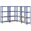 vidaXL Lagerregale mit 4 B&ouml;den 4 Stk. Blau Stahl & Holzwerkstoff