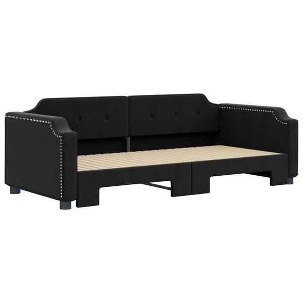vidaXL Tagesbett Ausziehbar Schwarz 100x200 cm Stoff