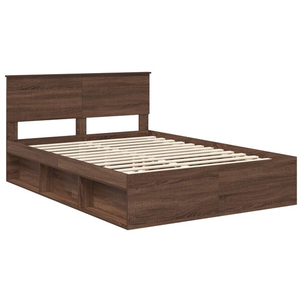 vidaXL Bettrahmen Braun Eichen-Optik 140 x 200 cm Massives Kiefernholz