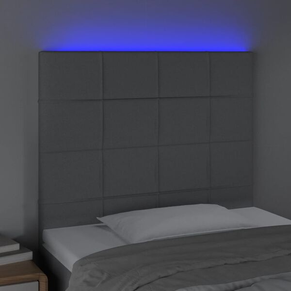 vidaXL LED Kopfteil Hellgrau 90x5x118/128 cm Stoff