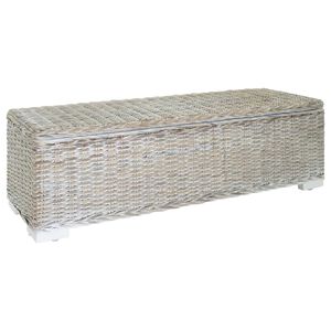 vidaXL Truhe Wei&szlig; 110 cm Natur Kubu Rattan & Massivholz Mahagoni