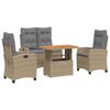 vidaXL 4-tlg. Garten-Essgruppe mit Kissen Beige Poly Rattan