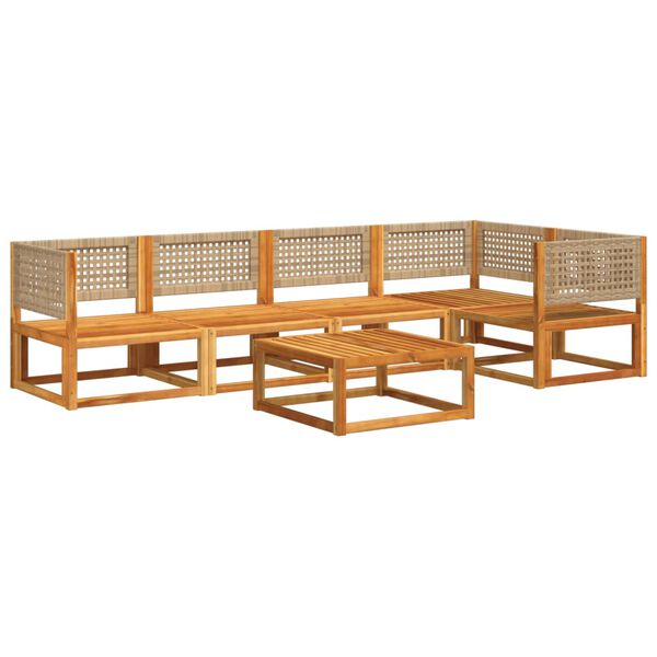 vidaXL 6-tlg. Gartensofa-Set mit Kissen Holz Akazie & Rattan