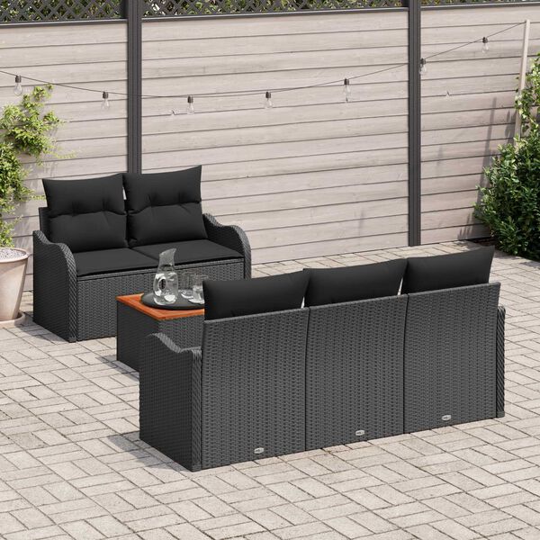 vidaXL Garten-Sofa-Set 6 pcs Schwarz Poly Rattan