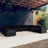 vidaXL 10-tlg. Garten-Lounge-Set mit Kissen Schwarz Poly Rattan