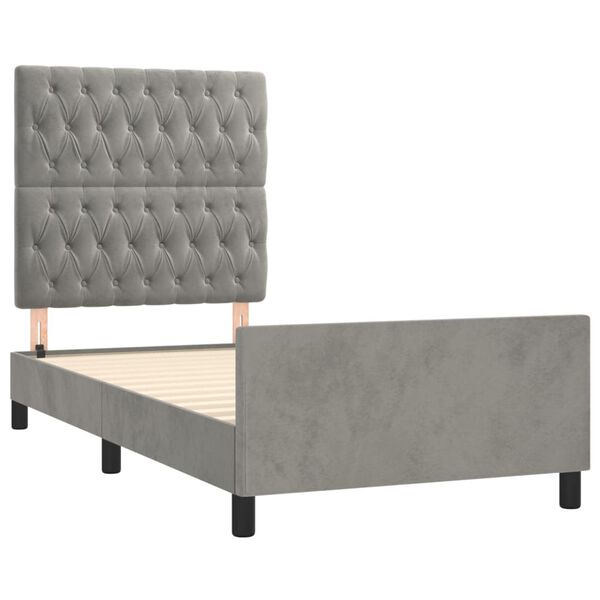 vidaXL Bettgestell ohne Matratze Hellgrau 90x200 cm Samt
