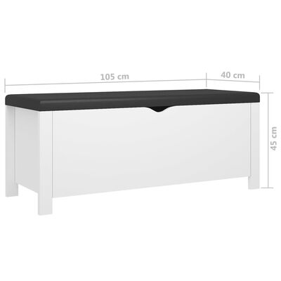vidaXL Sitzbank mit Stauraum und Kissen Weiß 105x40x45cm Holzwerkstoff