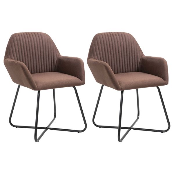 vidaXL Esszimmerst&uuml;hle 2 Stk. Braun Stoff
