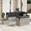 vidaXL 8-tlg. Garten-Sofagarnitur mit Kissen Hellgrau Poly Rattan