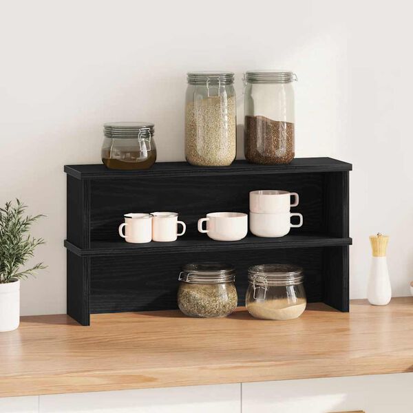 vidaXL K&uuml;chenregale Stapelbar 2 Stk. Schwarz 60x15x16 cm