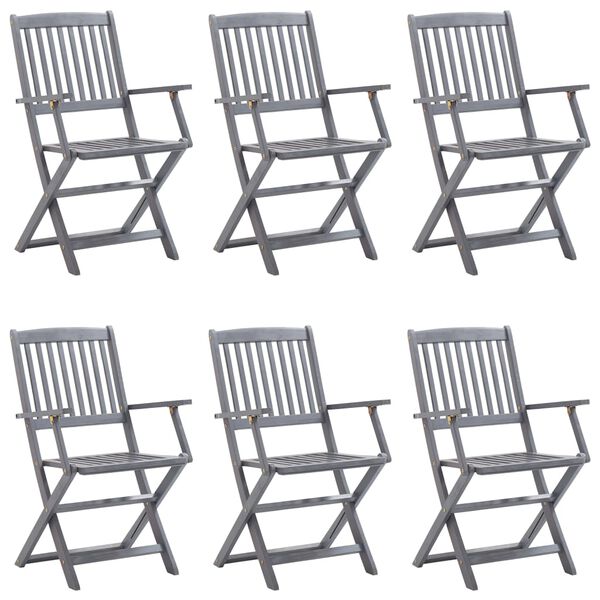 vidaXL Klappbare Gartenst&uuml;hle 6 Stk. mit Kissen Massivholz Akazie