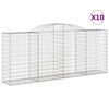 vidaXL Gabionen mit Hochbogen 10 Stk 300x50x120/140cm Verzinktes Eisen