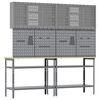 vidaXL Werkbank-Set 8 pcs Schwarz und Grau Pulverbeschichteter Stahl