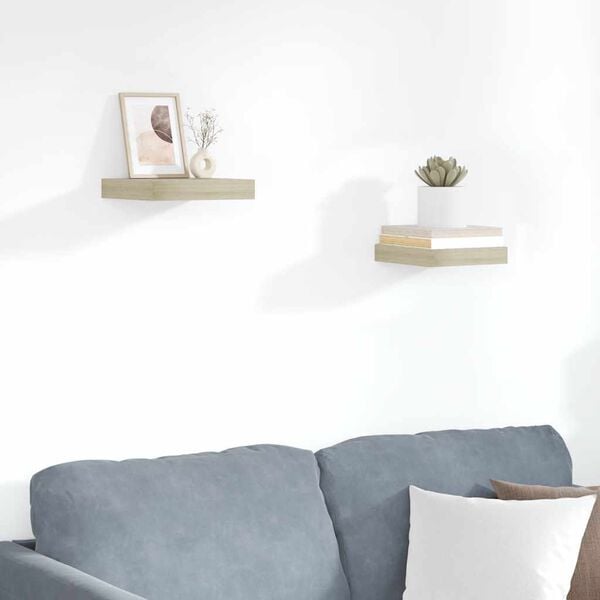 vidaXL Schwebende Wandregale 2 Stk. Eichefarben 23x23,5x3,8cm MDF