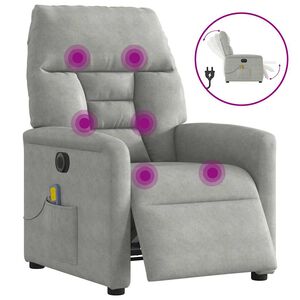 vidaXL Massagesessel Elektrisch Hellgrau Mikrofasergewebe