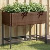vidaXL Pflanzk&uuml;bel mit Ablage Braun Poly Rattan