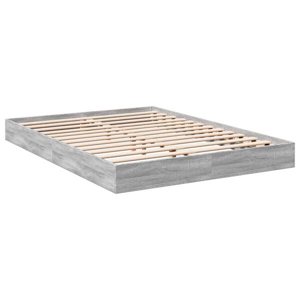 vidaXL Bettgestell Grau Sonoma 135x190 cm Holzwerkstoff