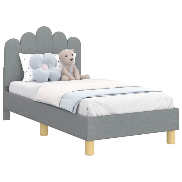 vidaXL Kinderbettgestell mit Kopfteil Hellgrau 70 x 140 cm Stoff