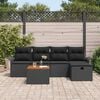 vidaXL Garten-Sofa-Set mit Kissen 6 pcs Schwarz Poly Rattan