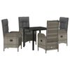 vidaXL Garten Essgruppe mit Kissen 5 pcs Grau Poly-Rattan