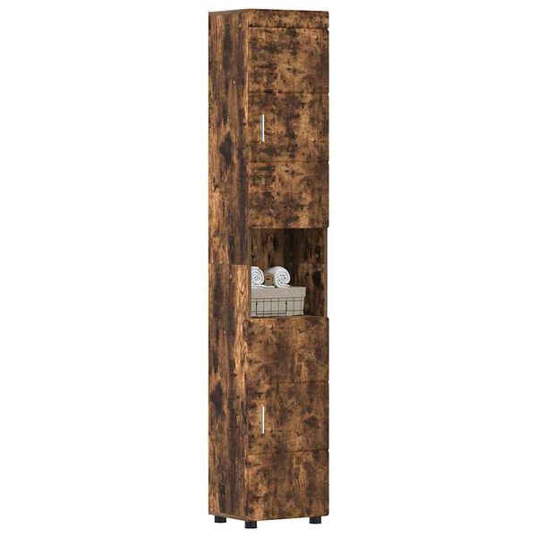vidaXL Badezimmerschrank-Set TULUM Ger&auml;ucherte Eiche Holzwerkstoff