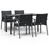 vidaXL 5-tlg. Garten-Essgruppe mit Kissen Poly Rattan und Stahl