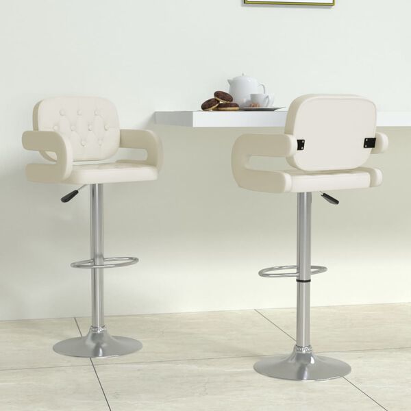 vidaXL Barhocker 2 Stk. Creme Kunstleder