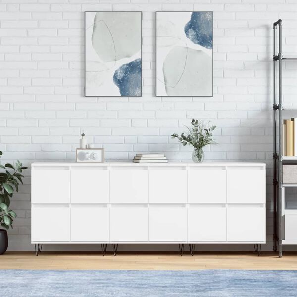 vidaXL Sideboards 3 Stk. Wei&szlig; Holzwerkstoff